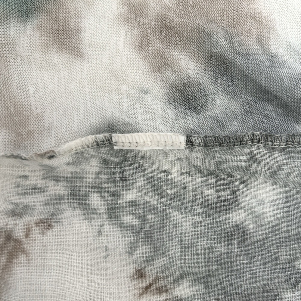 Kaktus Size Large 100% Linen Made in Italy Tie Dye Roll Tab Sleeve V-Neck Top - Picture 13 of 14